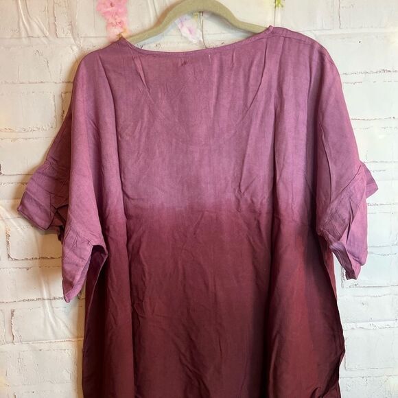 Tamsy Purple Burgundy Ombré Top 1x - Picture 9 of 11